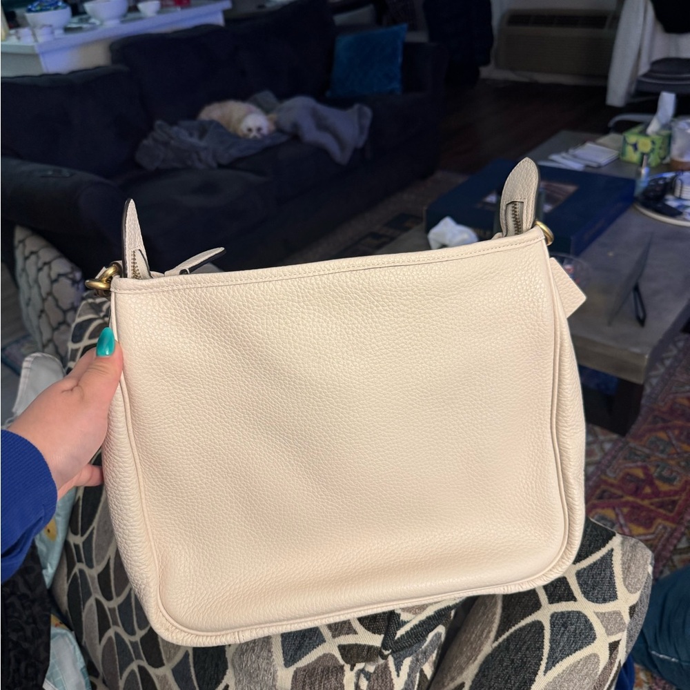 Coach Cary Shoulder Bag Chalk Pebbled Leather Ivory Neutral Everyday Purs